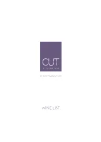 Wine List Table of Contents