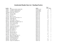 Accelerated Reader Quiz List - Reading Practice
