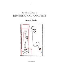 DIMENSIONAL ANALYSIS Ain A