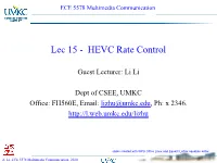 Lec 15 - HEVC Rate Control