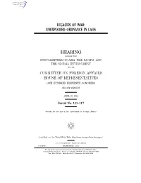 Legacies of War : Unexploded Ordnance In