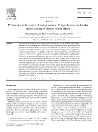 Proteomics at the Center of Nutrigenomics: Comprehensive Molecular Understanding of Dietary Health Effects