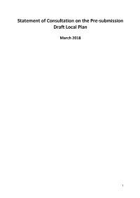 Statement of Consultation on the Pre-Submission Draft Local Plan