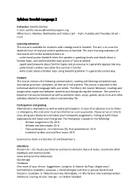 Syllabus: Swedish Language 2