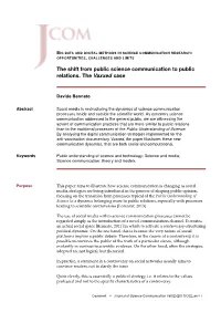 The Shift from Public Science Communication to Public Relations. the Vaxxed Case