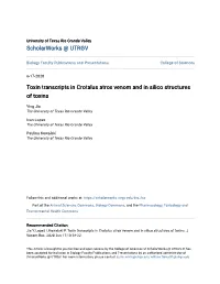 Toxin Transcripts in Crotalus Atrox Venom and in Silico Structures of Toxins