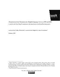 Translations from Ukrainian Into English Language Between 1991 and 2012 a Study by the Next Page Foundation in the Framework of the Book Platform Project