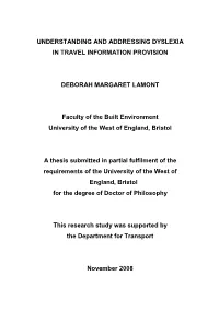 Understanding and Addressing Dyslexia in Travel Information Provision