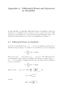 Appendix a Differential Forms and Operators on Manifolds