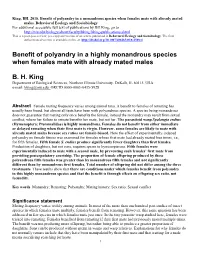 Benefit of Polyandry in a Monandrous Species When Females Mate with Already Mated Males