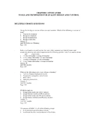 Chapter 3 Study Guide Tools and Techniques for Quality Design and Control