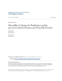 Monolithic Columns for Purification and In-Process Control of Viruses and Virus-Like Particles" in "Vaccine Technology IV", B