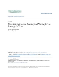 Novelistic Intimacies: Reading and Writing in the Late Age of Print Vincent Michael Haddad Wayne State University