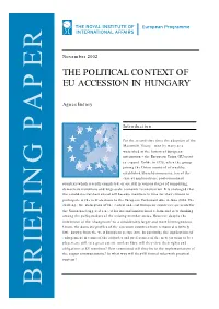 The Political Context of Eu Accession in Hungary