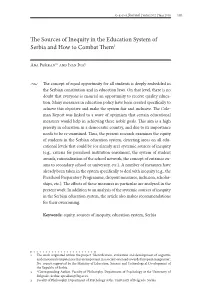 The Sources of Inequity in the Education System of Serbia and How to Combat Them1