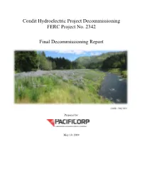 Condit Hydroelectric Project Decommissioning FERC Project No. 2342 Final Decommissioning Report