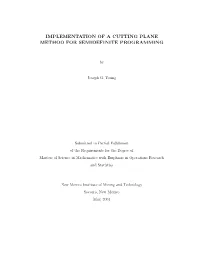 Implementation of a Cutting Plane Method for Semidefinite Programming