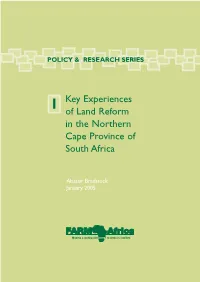 Key Experiences of Land Reform in the Northern Cape Province of South