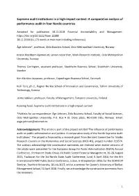 Supreme Audit Institutions in a High-Impact Context: a Comparative Analysis of Performance Audit in Four Nordic Countries
