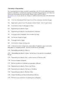Chronology of Papermaking