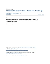 "Herodotus and the Question Why," Written by Christopher Pelling