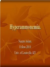 Hyperammonemia.Hyperammonemia