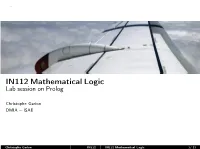 IN112 Mathematical Logic Lab Session on Prolog