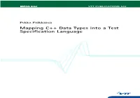 Mapping C++ Data Types Into a Test Specification Language