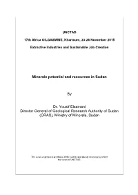 Minerals Potential and Resources in Sudan