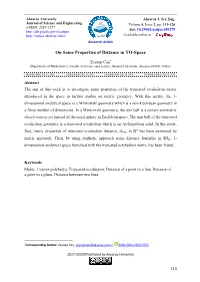On Some Properties of Distance in TO-Space