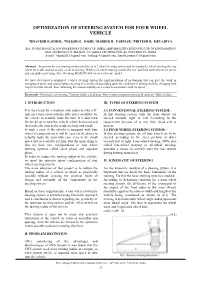 Optimization of Steering System for Four Wheel Vehicle