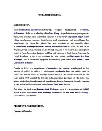 Tata Motors.Com Motors.Com Products and Services