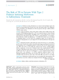 The Risk of TB in Patients with Type 2 Diabetes Initiating Metformin Vs&Nbsp