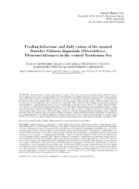 Feeding Behaviour and Daily Ration of the Spotted Flounder Citharus