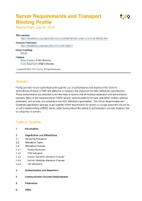 Server Requirements and Transport Binding Profile Review Draft, July 02, 2018