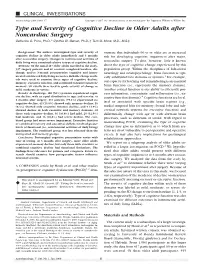 Type and Severity of Cognitive Decline in Older Adults After Noncardiac Surgery Catherine C