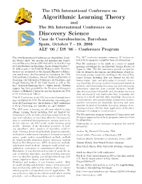 Algorithmic Learning Theory Discovery Science