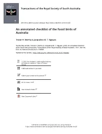 An Annotated Checklist of the Fossil Birds of Australia
