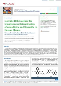 Isocratic HPLC Method for Simultaneous Determination of Amlodipine and Xipamide in Human Plasma