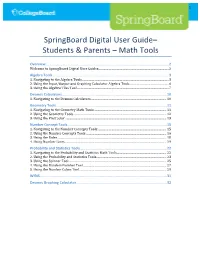 Springboard Digital User Guide– Students & Parents – Math Tools