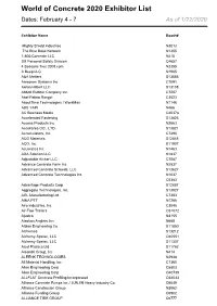 World of Concrete 2020 Exhibitor List Dates: February 4 - 7 As of 1/22/2020