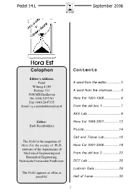Colophon Contents