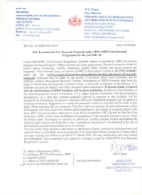 Invitation New Proposal Under ISRO-JRP for the Year 2021-22