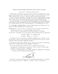 Topics in Koszul Duality, Michaelmas 2019, Oxford University Lecture 2