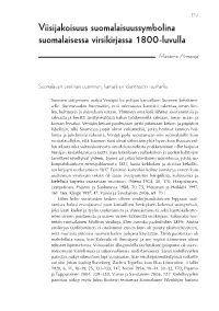 Viisijakoisuus Suomalaisuussymbolina Suomalaisessa Virsikirjassa 1800-Luvulla