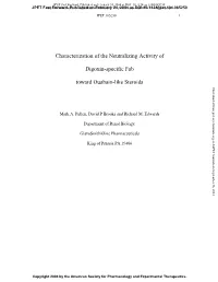 Characterization of the Neutralizing Activity of Digoxin-Specific Fab