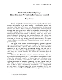 Chaucer New Painted (1623): Three Hundred Proverbs in Performance Context