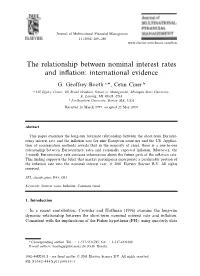 The Relationship Between Nominal Interest Rates and Inflation