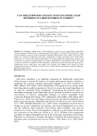 Can Shelterwood Logging Maintain Herb Layer Diversity in a Beech Forest in Turkey?