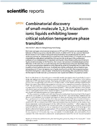 Combinatorial Discovery of Small-Molecule 1,2,3-Triazolium